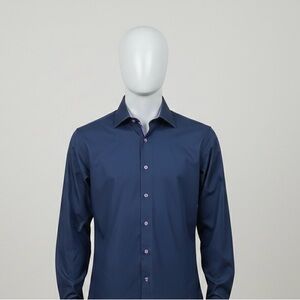 Levinas Elegant Navy Dress Shirt for Men Large